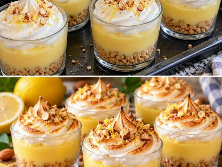 Bicchierini di Crema al Limone con Meringa Dorata e Crumble di Mandorle 🍋