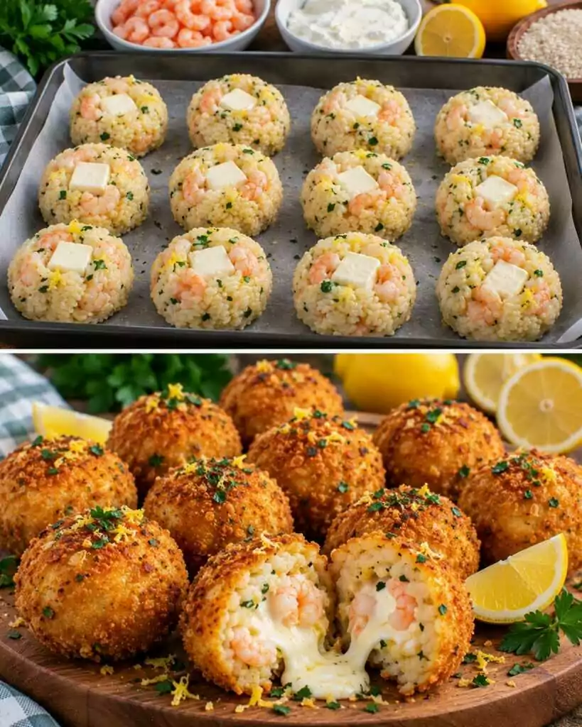Mini Arancini di Riso al Limone con Gamberetti e Cuore di Robiola