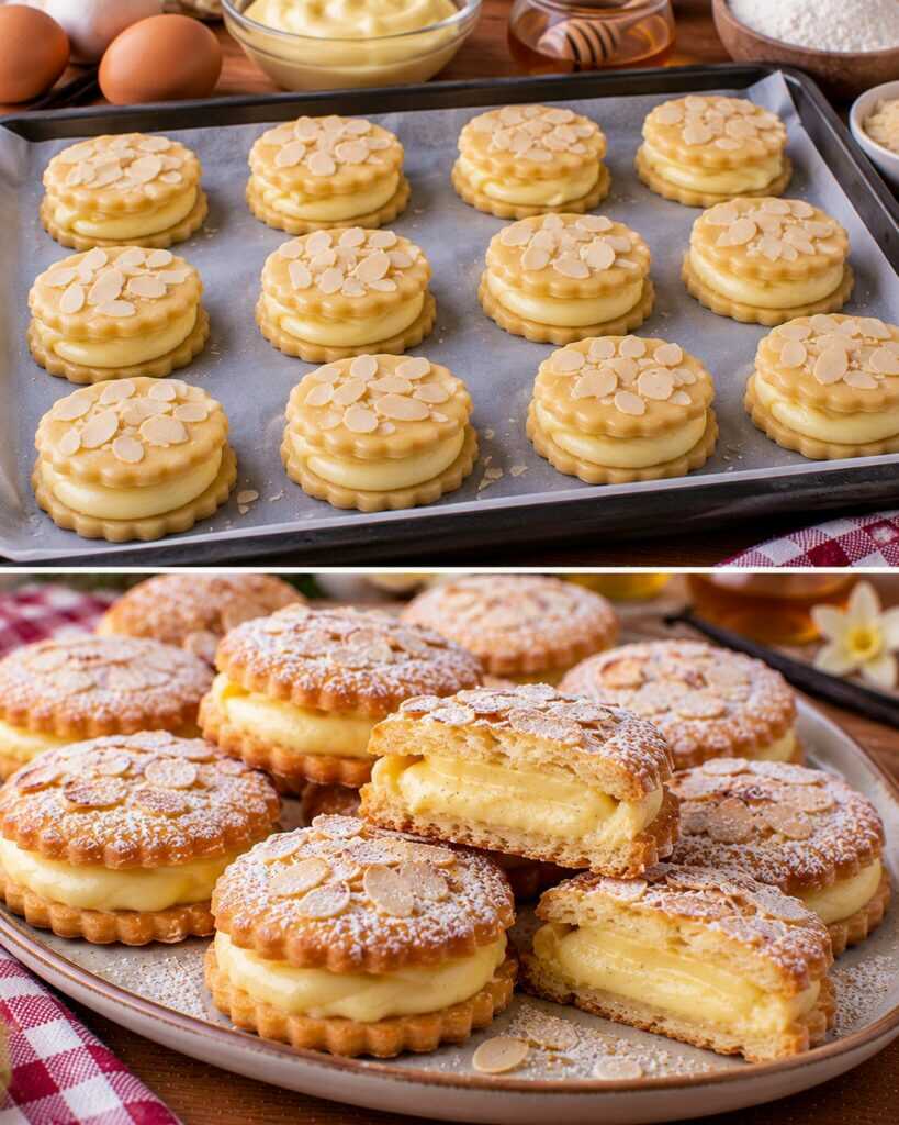 Biscotti Ripieni di Crema alla Vaniglia con Frolla al Miele