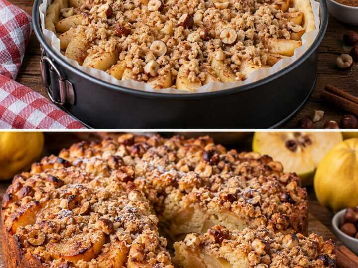 Torta Rustica alle Mele Cotogne con Crumble di Nocciole e Cannella