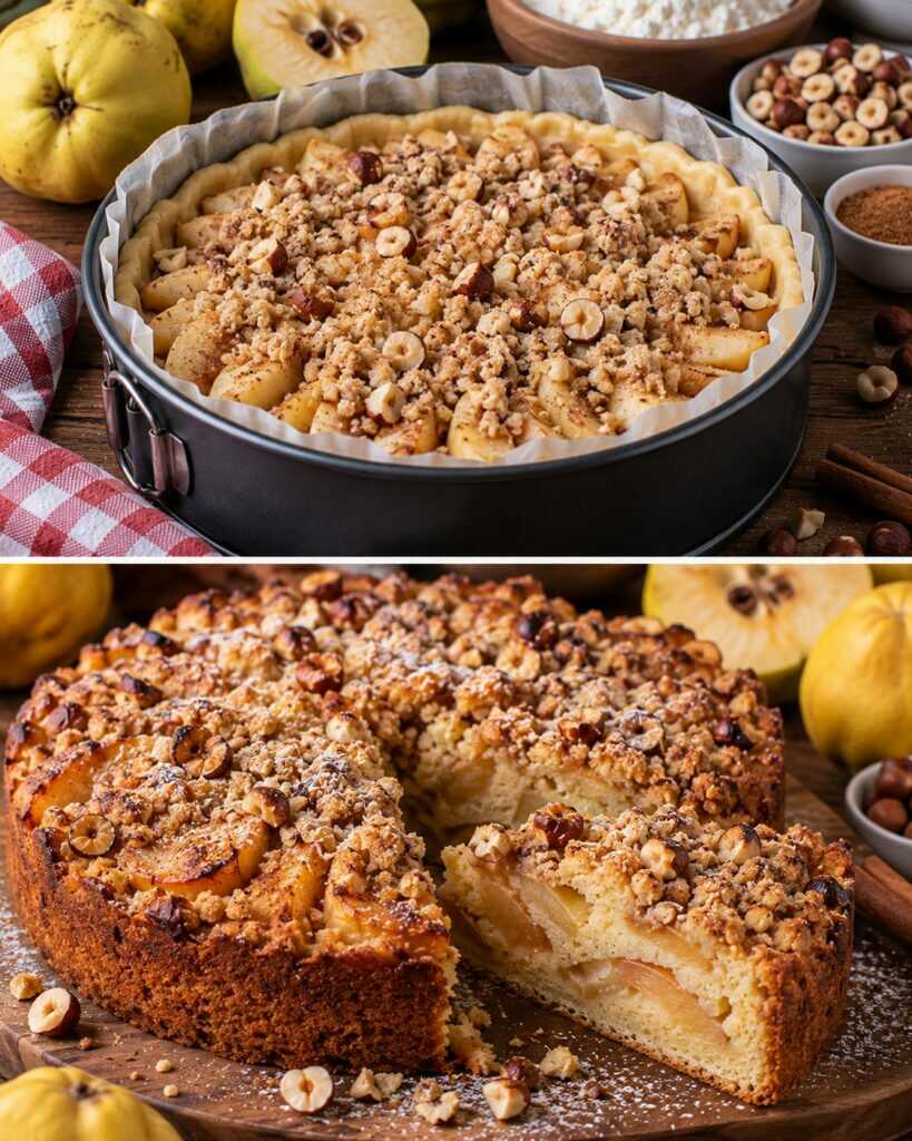 Torta Rustica alle Mele Cotogne con Crumble di Nocciole e Cannella
