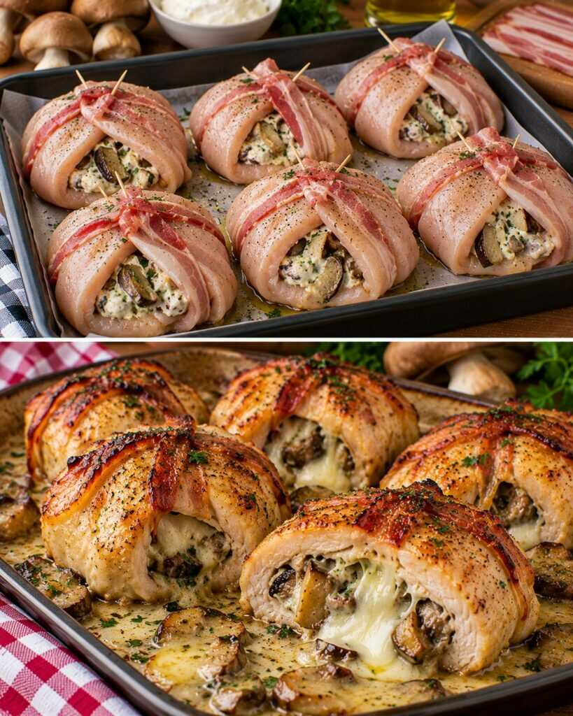 🍗 Fagottini di Tacchino con Funghi Porcini, Robiola e Pancetta Croccante