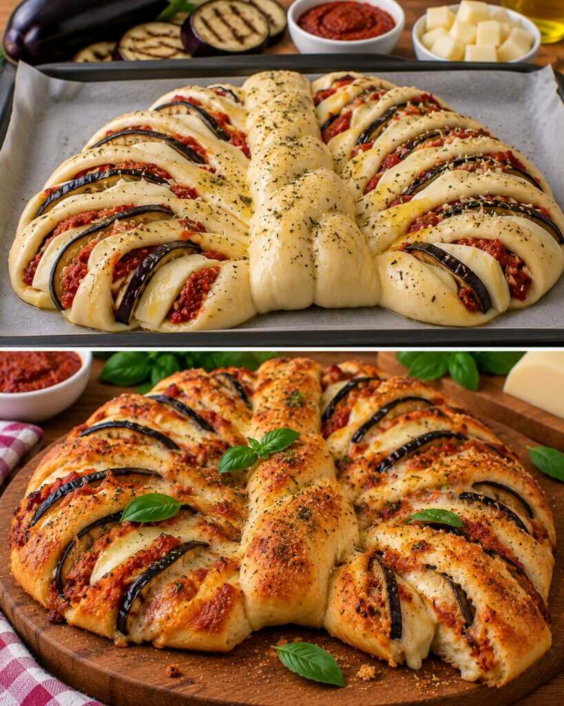 Pizza a Ventaglio con Melanzane Grigliate, Provola e Pesto Rosso