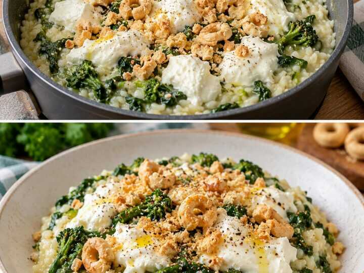 Risotto alle Cime di Rapa con Burrata e Taralli Croccanti