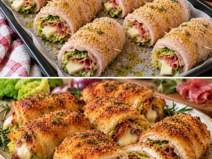 Involtini Croccanti di Tacchino con Verza, Speck e Provolone