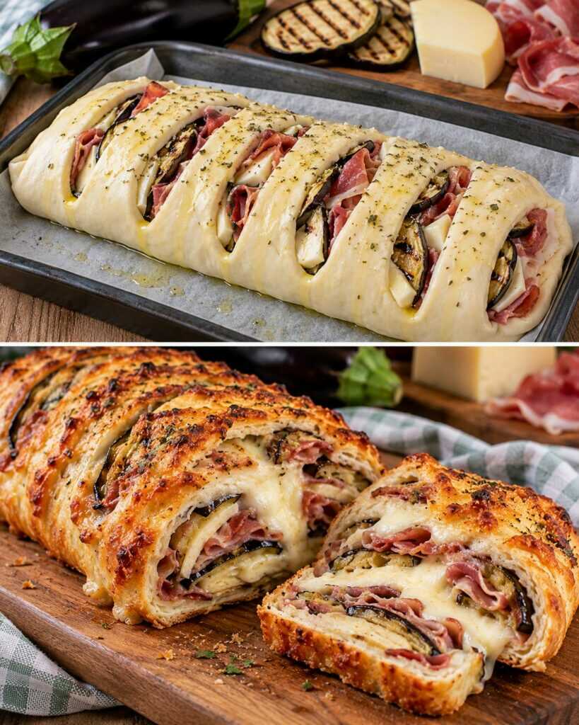 Tronchetto di Pizza con Melanzane Grigliate, Scamorza e Speck