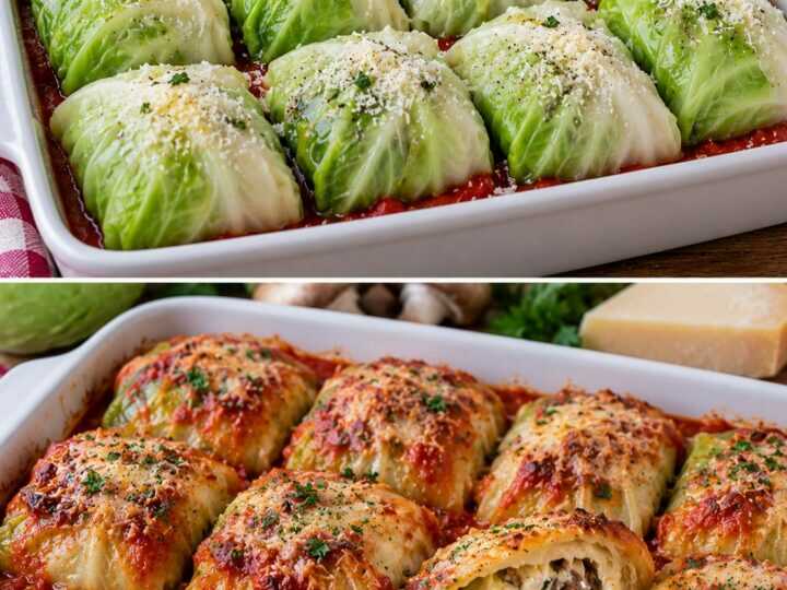 Involtini di Cavolo Cappuccio con Funghi, Ricotta e Parmigiano 🥬🧀