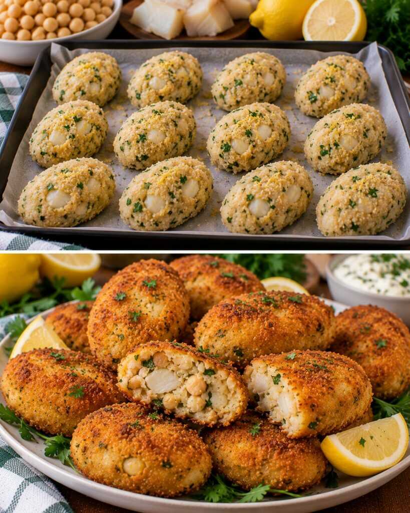 Crocchette di Baccalà e Ceci con Scorza di Limone e Prezzemolo