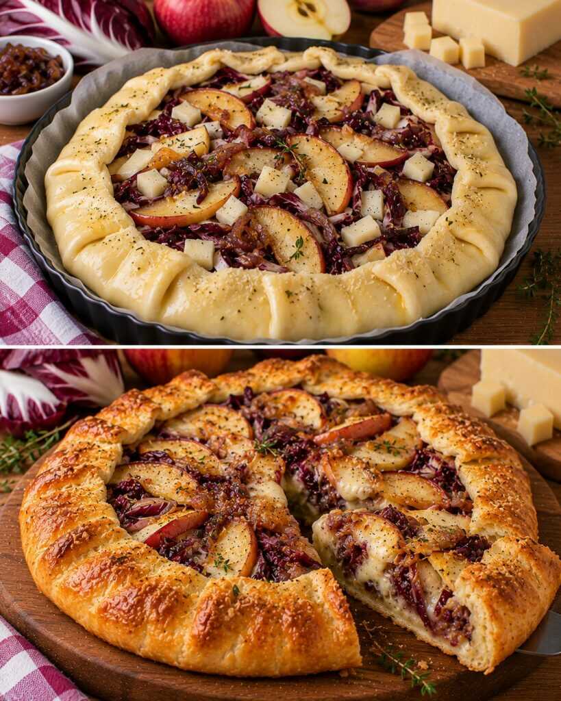 Crostata Rustica con Radicchio, Mele Caramellate e Asiago