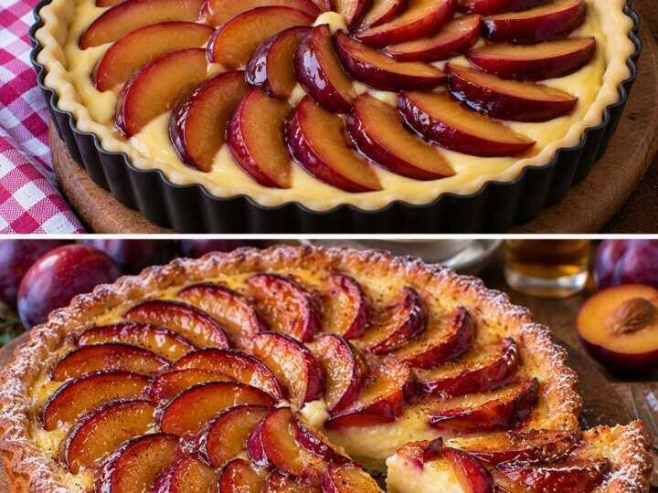 Crostata con Crema Pasticcera al Rum e Prugne Caramellate