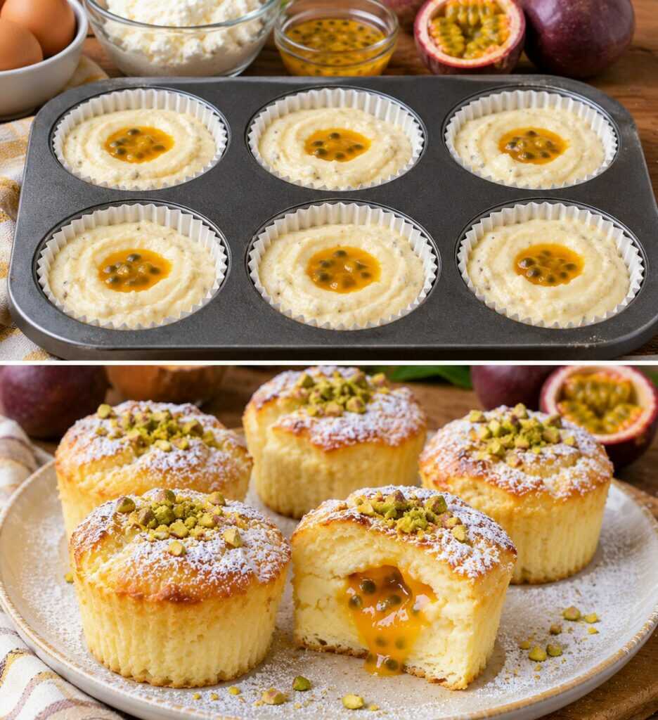 Tortini di Ricotta al Forno con Cuore di Crema al Frutto della Passione