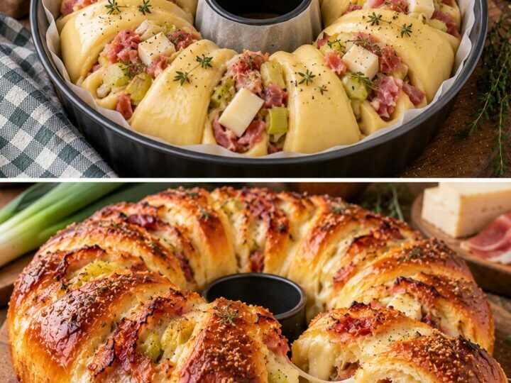 Corona di Pan Brioche con Porri, Speck e Cuore di Scamorza