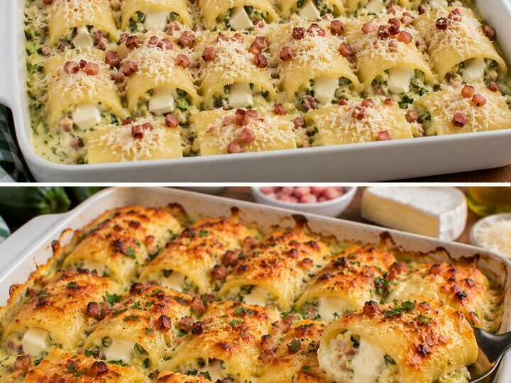 Paccheri Gratinati con Crema di Zucchine, Pancetta e Cuore di Brie