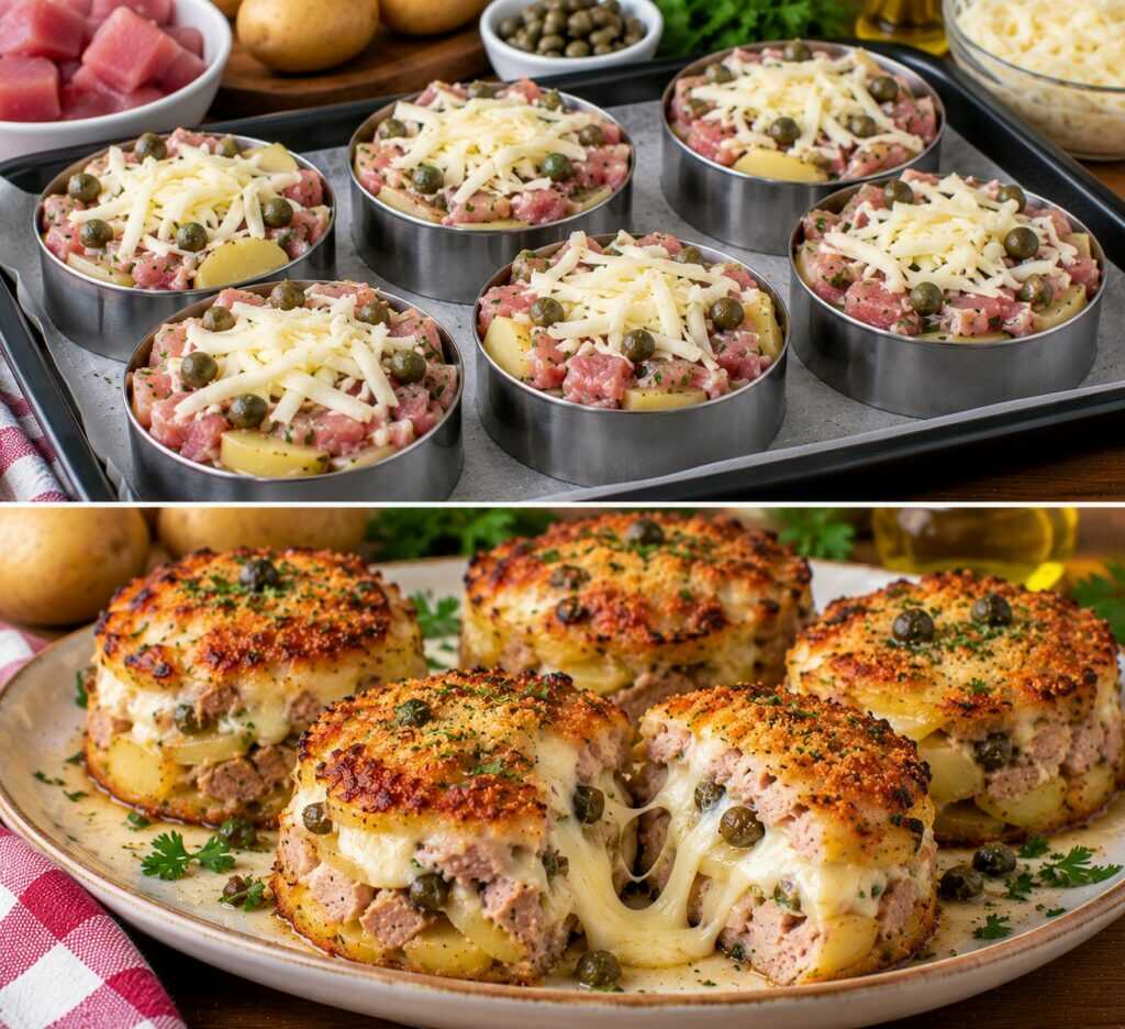 Tortino di Tonno Fresco con Patate, Capperi e Mozzarella Filante: Croccante Fuori e Cremoso Dentro