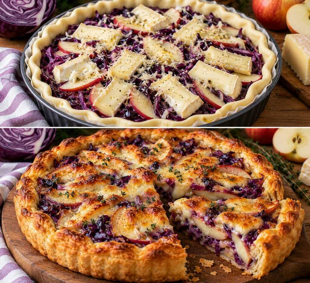 Torta Salata con Cavolo Viola, Mele e Taleggio: Croccante Fuori e Cremosa Dentro