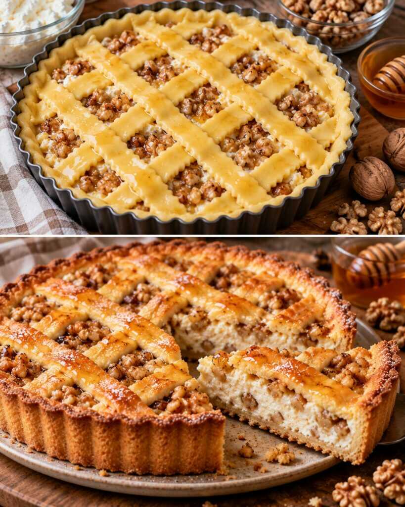 🍯 Crostata al Miele con Crema di Noci e Ricotta