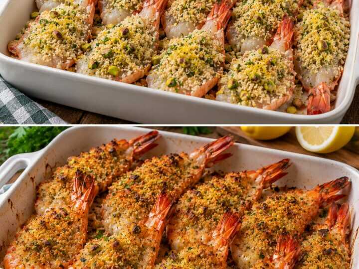 Gamberoni Gratinati con Pistacchi, Limone e Pangrattato Aromatico