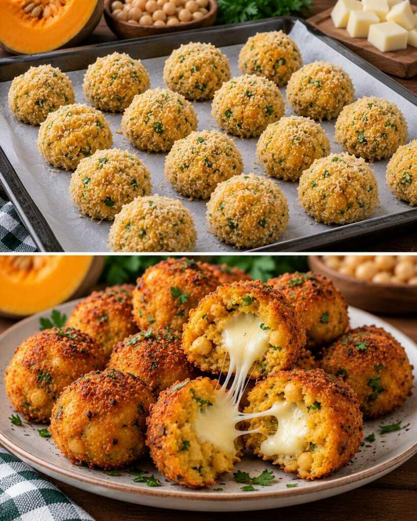 Polpettine Croccanti di Zucca e Ceci con Cuore di Provolone