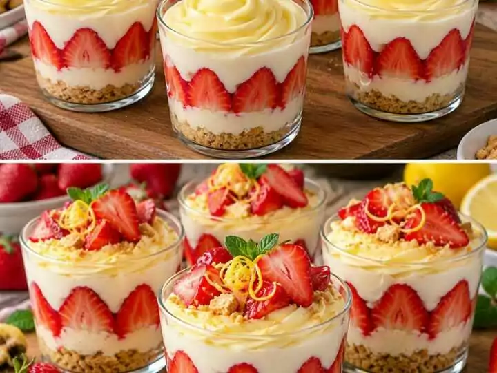 Bicchierini di Mascarpone con Crema al Limone e Fragole Fresche