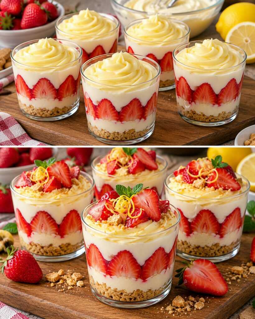 Bicchierini di Mascarpone con Crema al Limone e Fragole Fresche