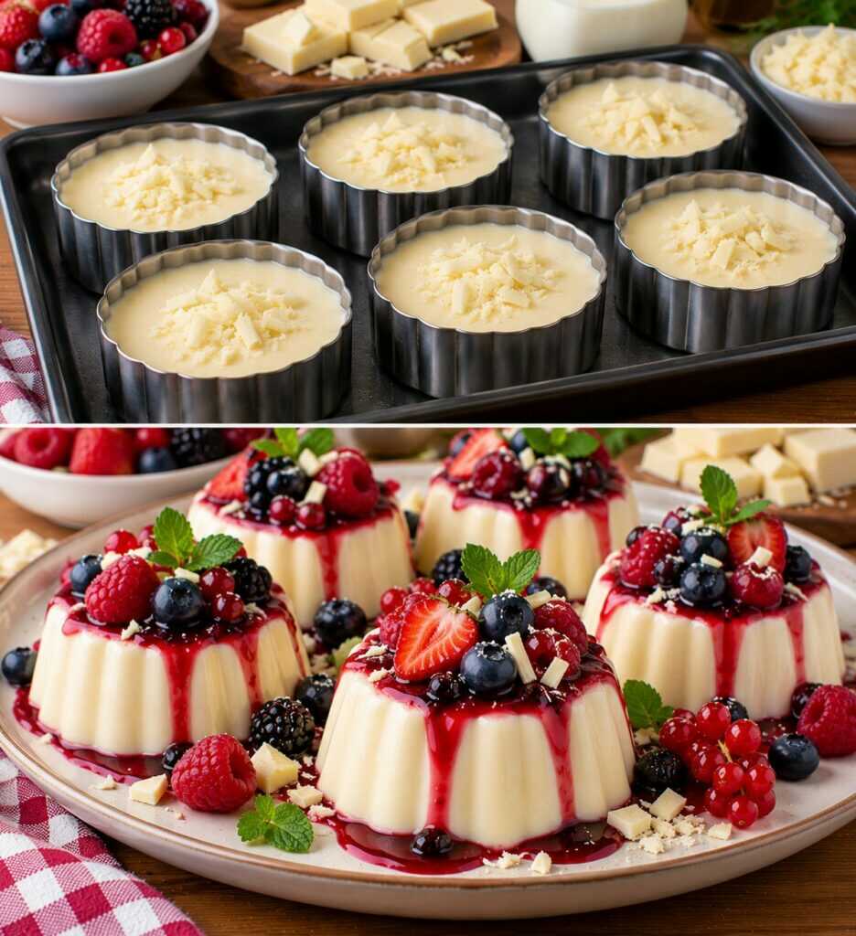 Budino al Cioccolato Bianco con Salsa ai Frutti di Bosco: Cremoso, Delicato e Irresistibile