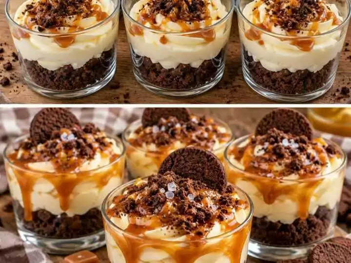 Coppe Cremose al Mascarpone con Caramello Salato e Biscotti al Cacao 🍮🍫