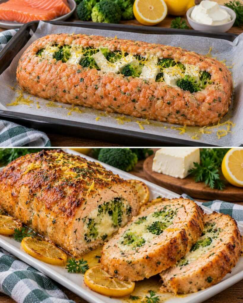 Polpettone di Salmone con Cuore di Broccoli, Robiola e Limone 🐟🥦🍋