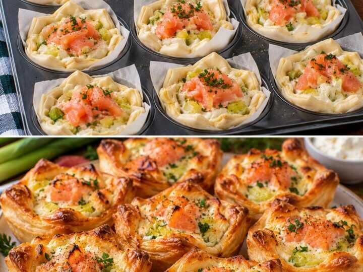 🥐 Cestini di Pasta Sfoglia con Salmone, Porri e Crema di Robiola