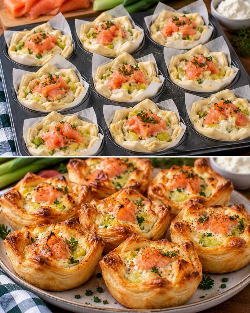 🥐 Cestini di Pasta Sfoglia con Salmone, Porri e Crema di Robiola