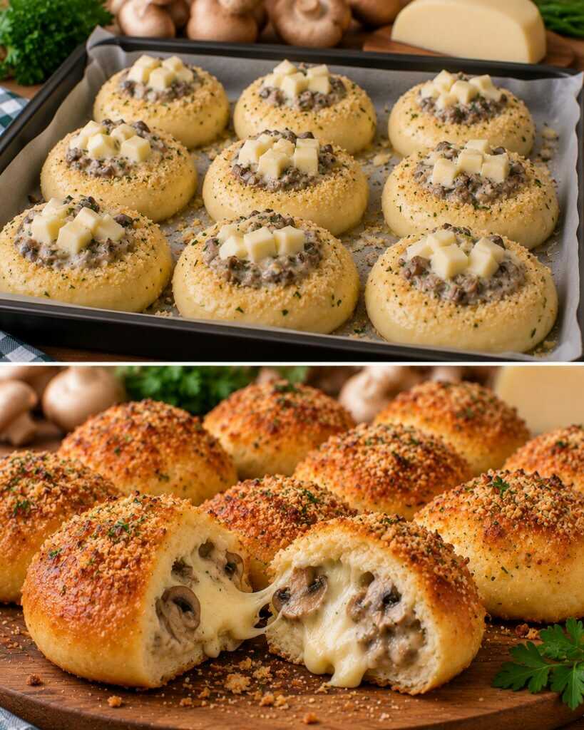 Mini Bomboloni Salati Ripieni di Crema di Funghi e Provola