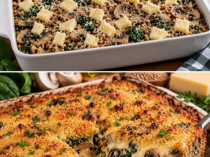 Sformato di Grano Saraceno con Funghi, Spinaci e Fontina