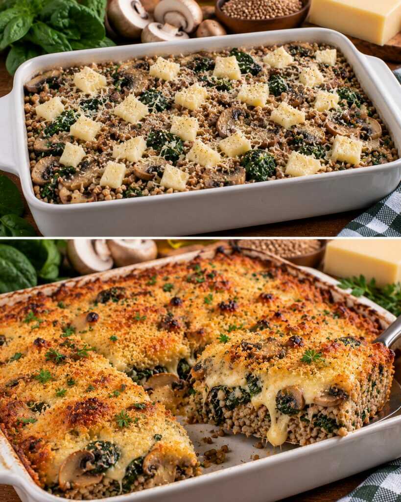 Sformato di Grano Saraceno con Funghi, Spinaci e Fontina