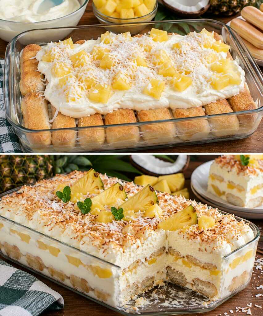Tiramisù al Cocco con Ananas e Savoiardi al Latte