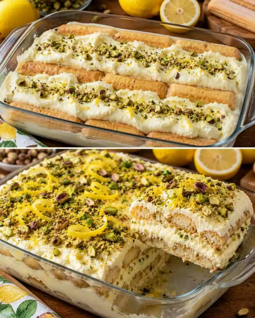 Tiramisù al Limone con Crema di Ricotta e Pistacchi