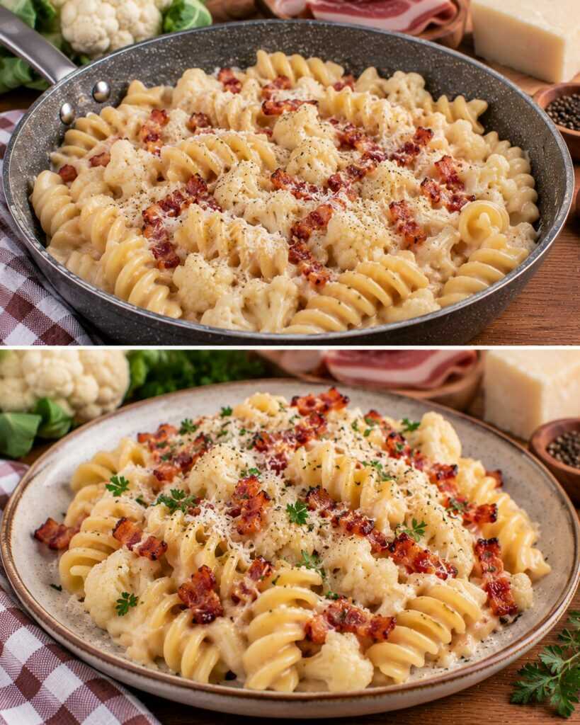 Fusilloni Cremosi con Cavolfiore, Guanciale e Pecorino