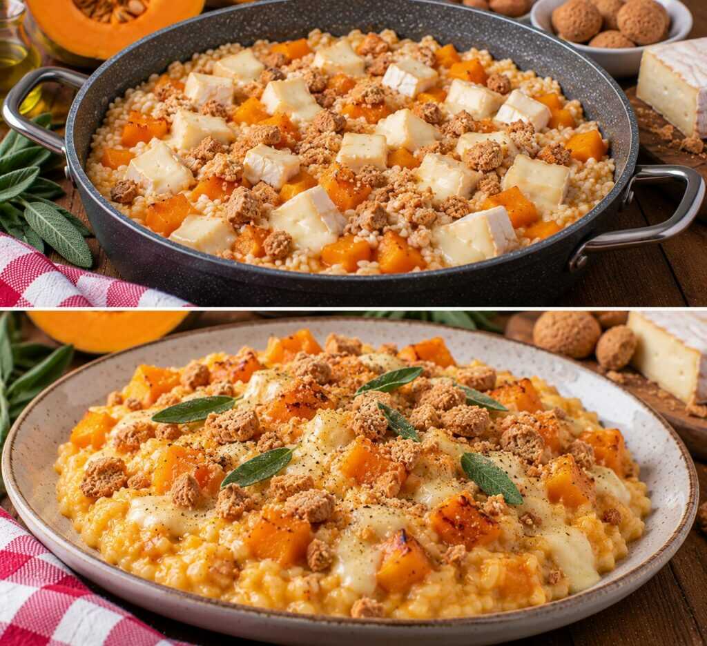 Risotto alla Zucca Arrosto con Amaretti Sbriciolati e Taleggio