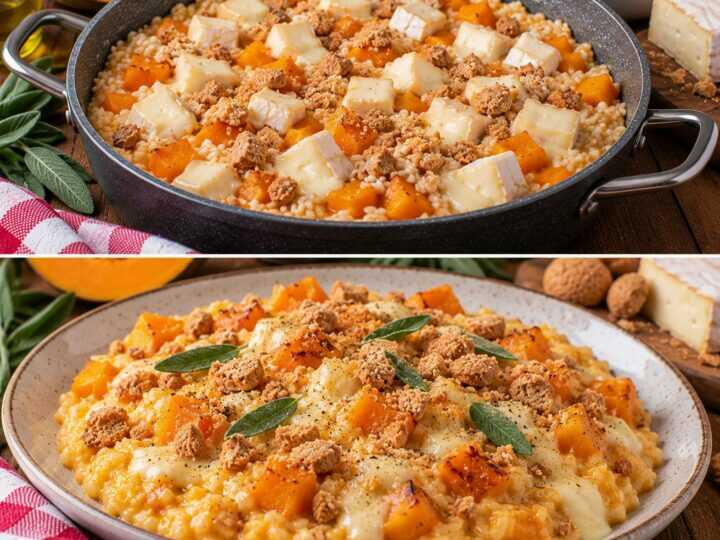 Risotto alla Zucca Arrosto con Amaretti Sbriciolati e Taleggio