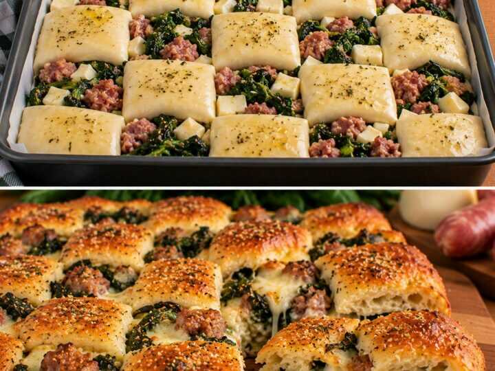 Focaccia a Scacchiera Ripiena di Salsiccia, Scamorza e Friarielli