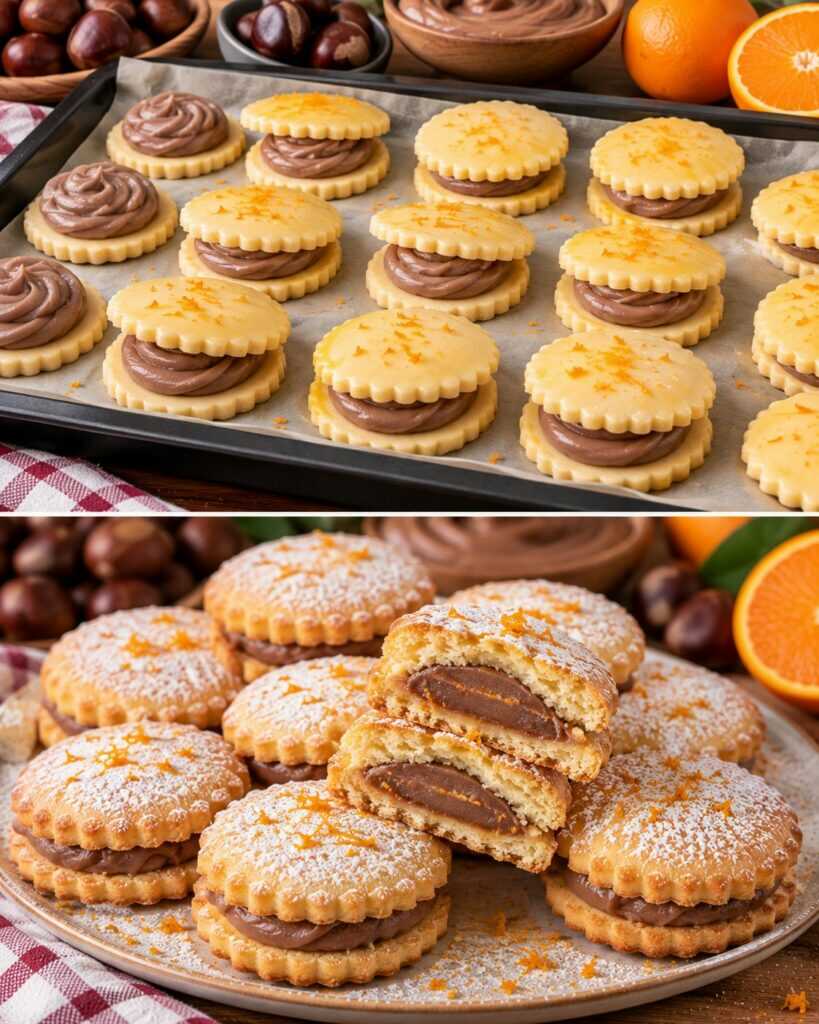 Biscotti Ripieni di Crema di Castagne con Frolla all&rsquo;Arancia