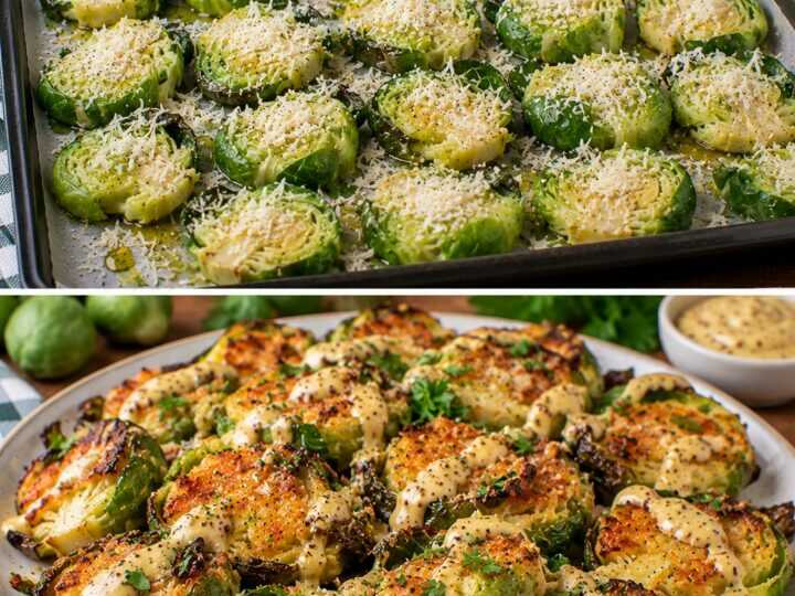 Cavoletti di Bruxelles Schiacciati con Parmigiano e Salsa alla Senape