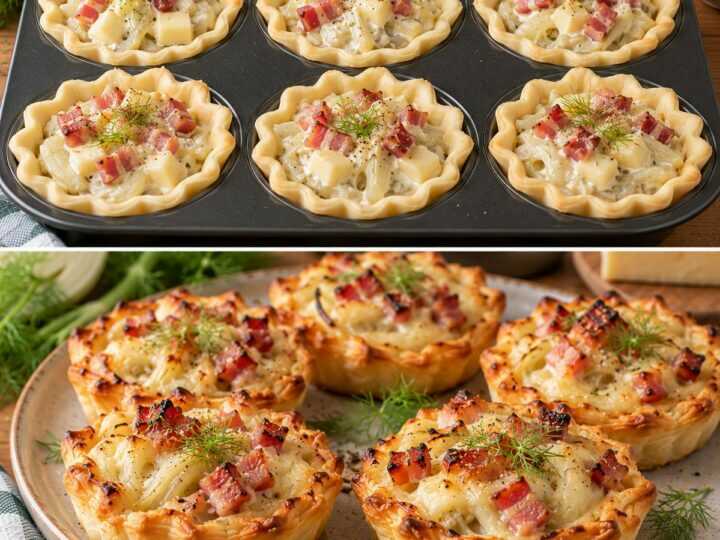 Tartellette Calde con Crema di Finocchi, Pancetta e Fontina