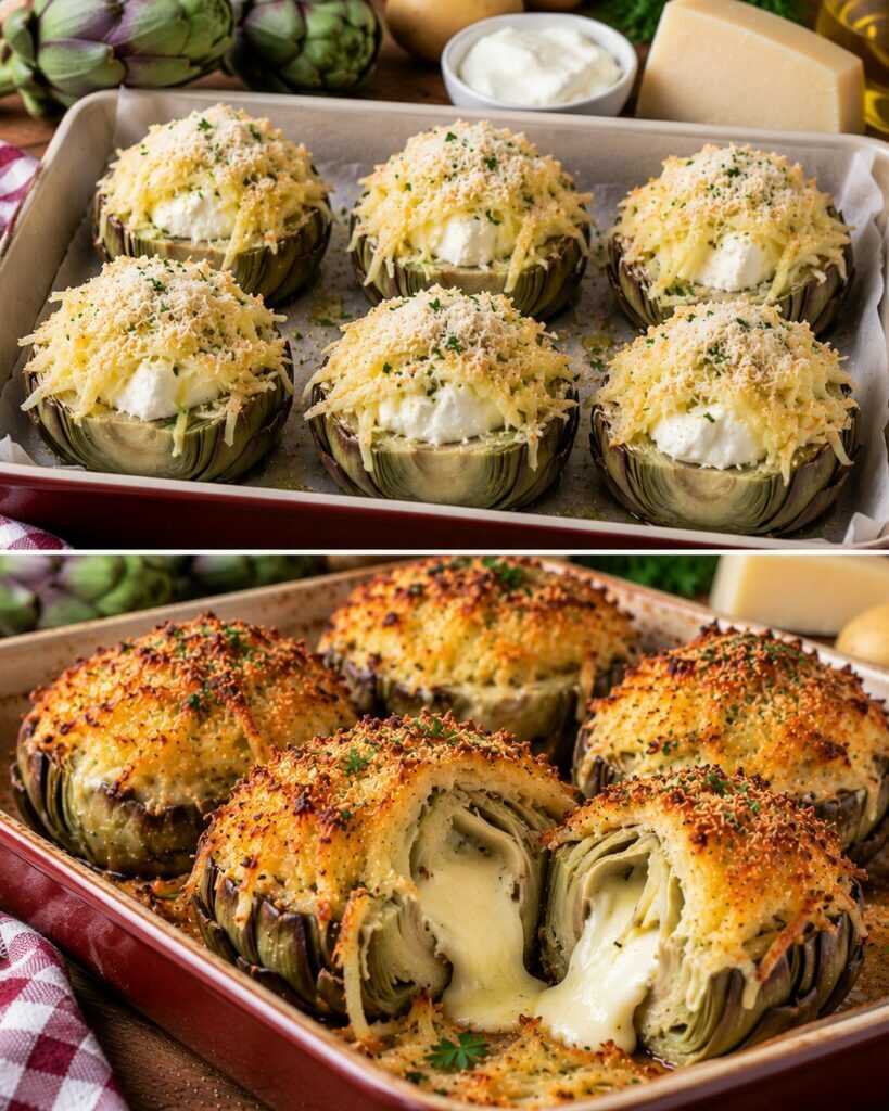 Carciofi in Crosta di Patate con Cuore di Stracchino e Pecorino