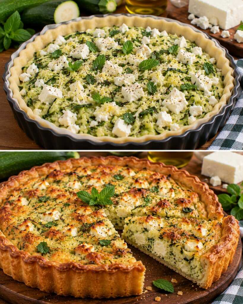 Torta Salata con Zucchine Grattugiate, Feta e Menta Fresca
