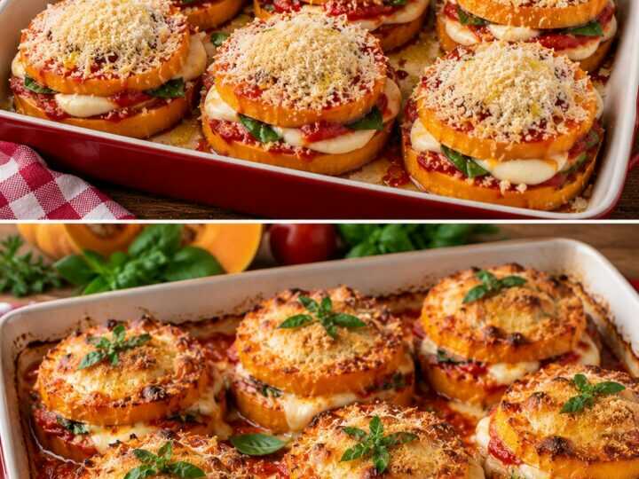Mini Parmigiane di Zucca con Pomodoro, Basilico e Scamorza