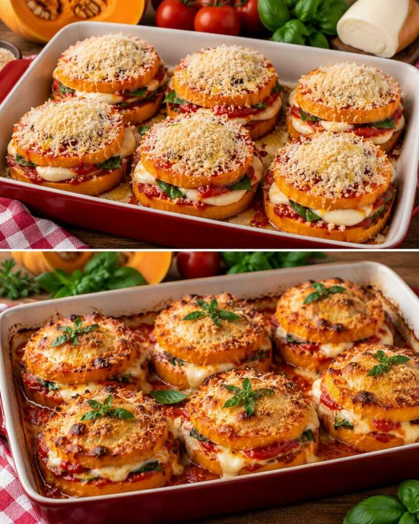 Mini Parmigiane di Zucca con Pomodoro, Basilico e Scamorza
