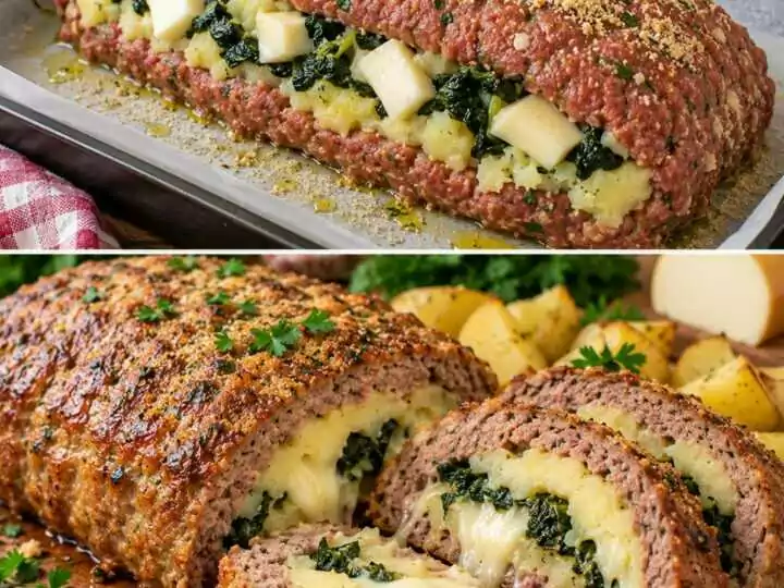 Polpettone di Manzo Ripieno di Patate, Provola e Spinaci
