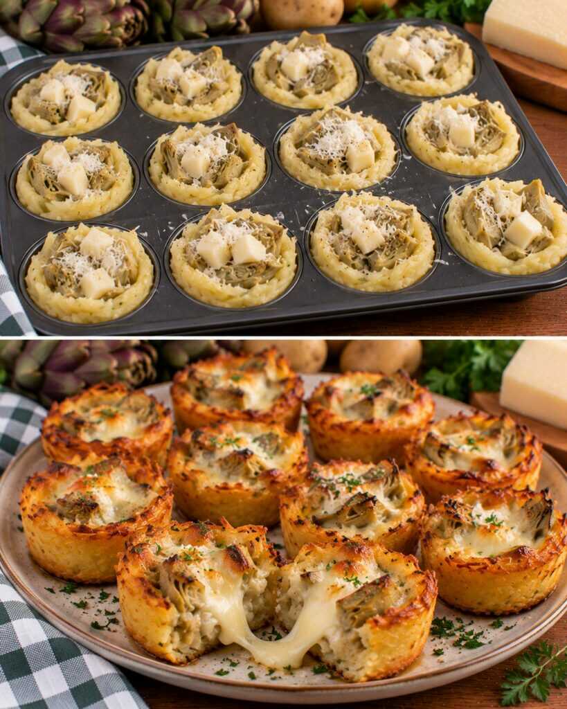 Mini Tortini di Patate con Carciofi, Pecorino e Provola