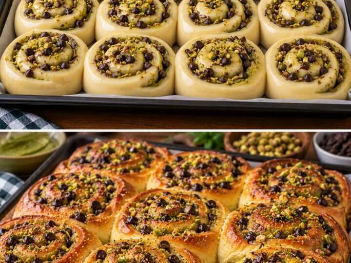 Girelle di Pasta Brioche con Crema al Pistacchio e Gocce di Cioccolato