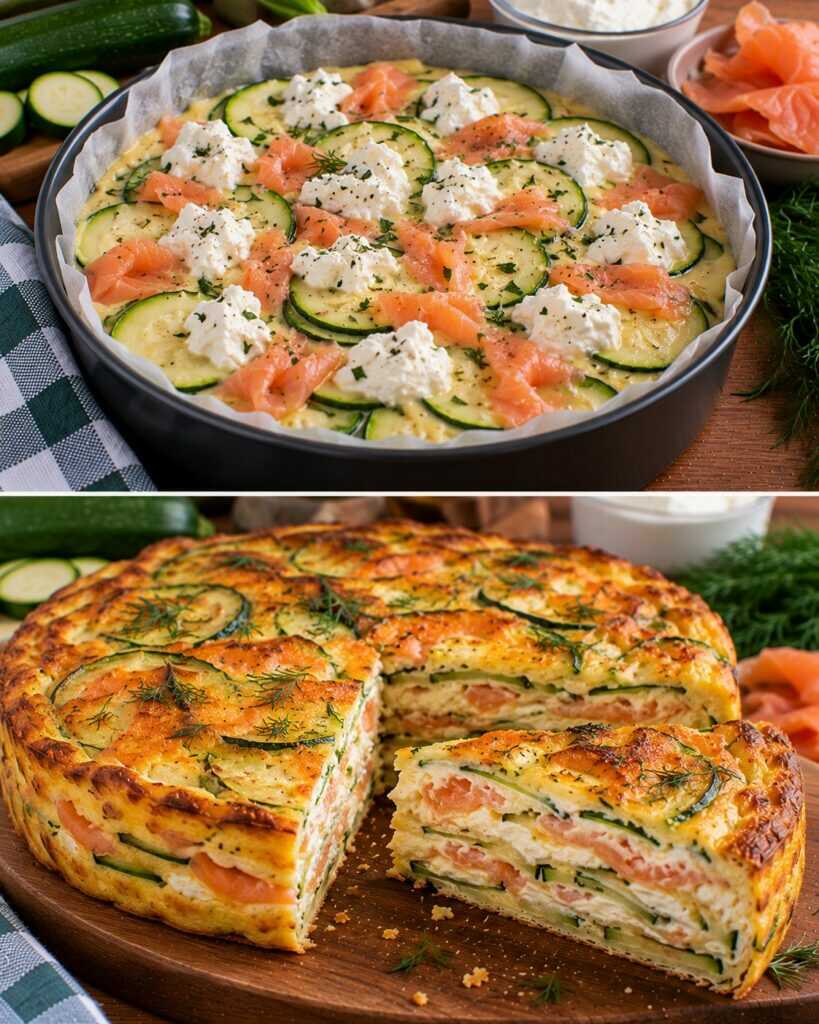 Frittata a Strati con Zucchine, Salmone Affumicato e Robiola