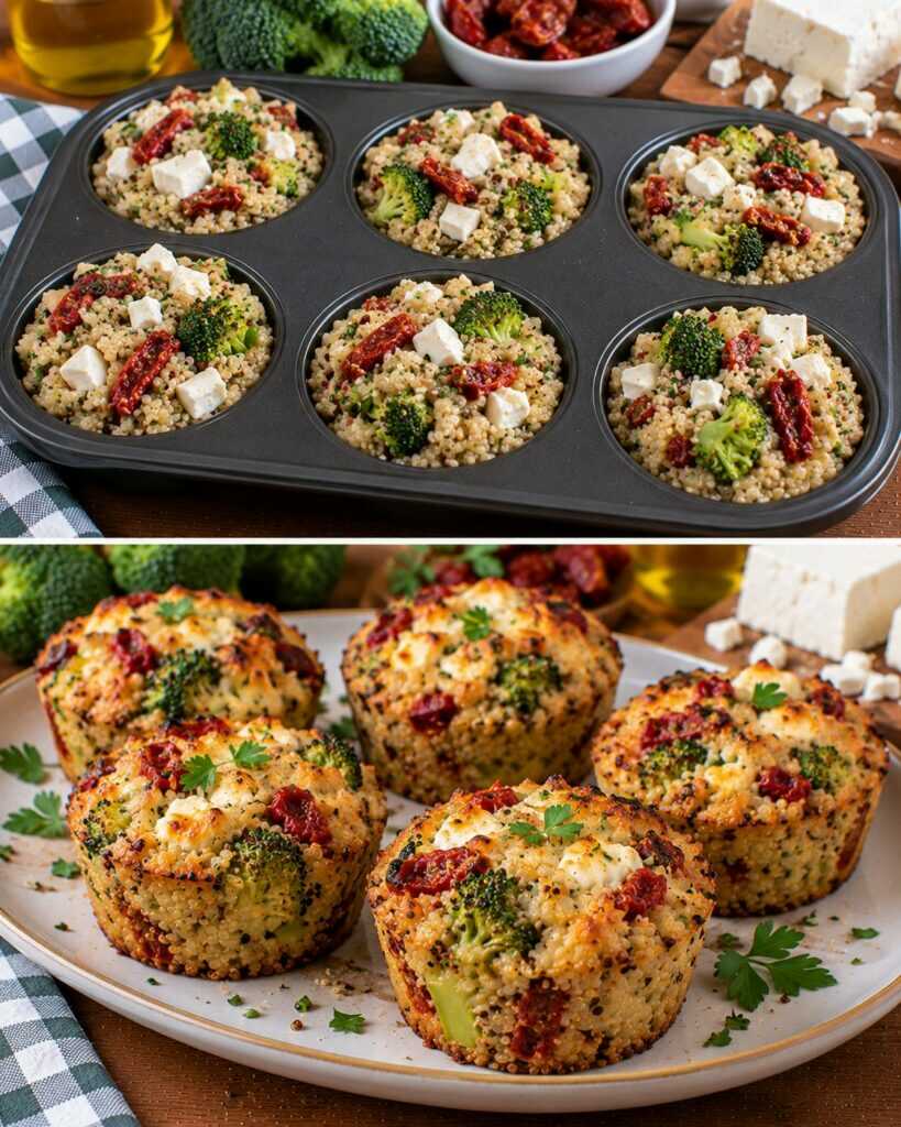 Sformatini di Quinoa con Broccoli, Feta e Pomodori Secchi